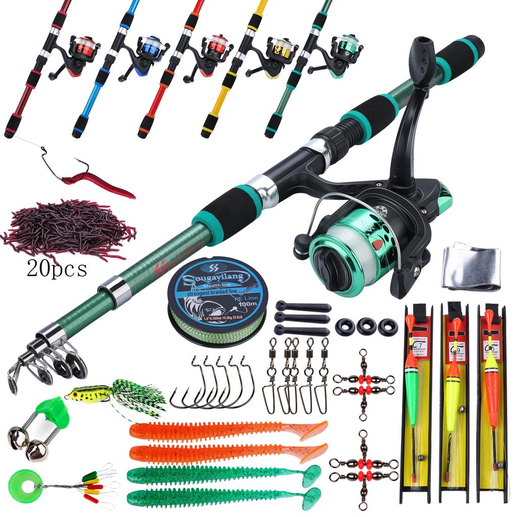 חכה וסליל 1.8 מ' חכה עם אביזר דיג סיבי פחמן סופר קשיח חכה טלסקופית עם סליל דיג לדיג קרפיונים