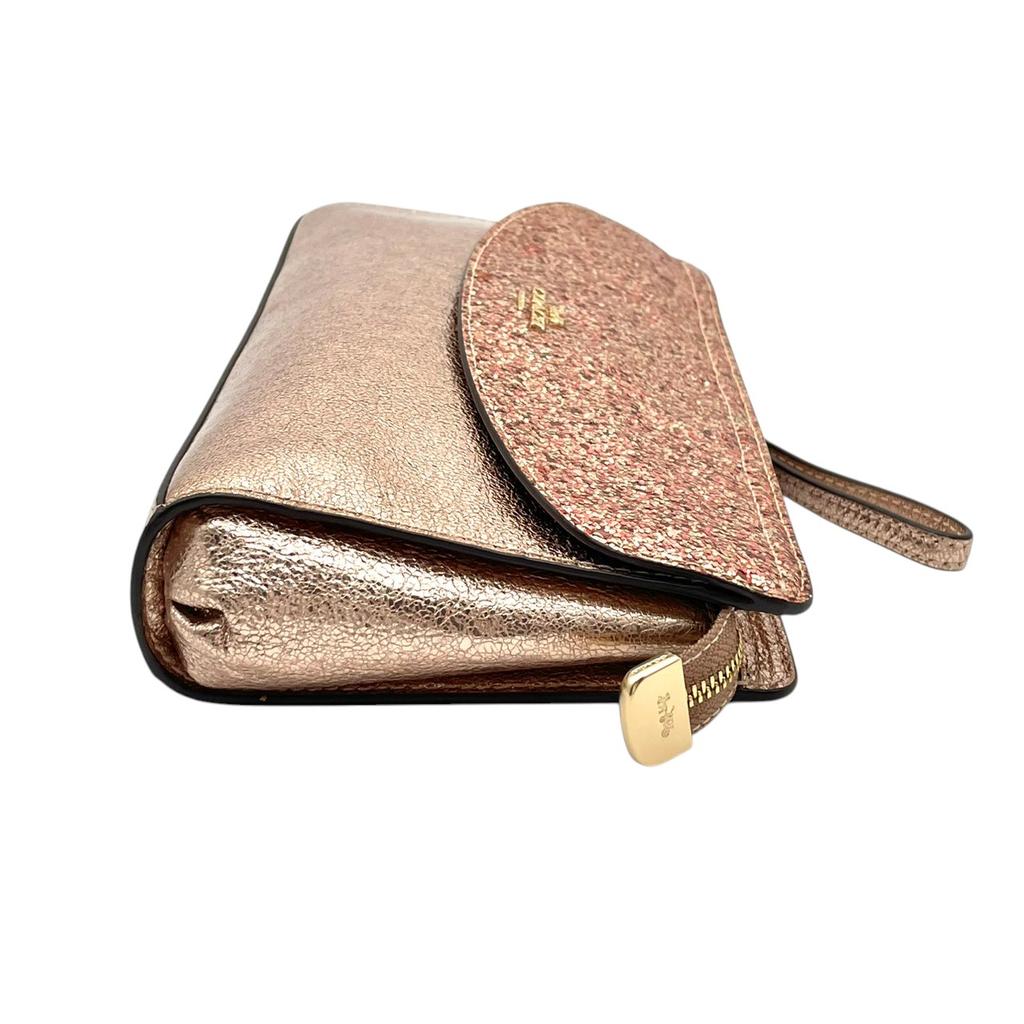 Used COACH Clutch bag Flap ClutchClutch bag Pink gold/pink leather Women
