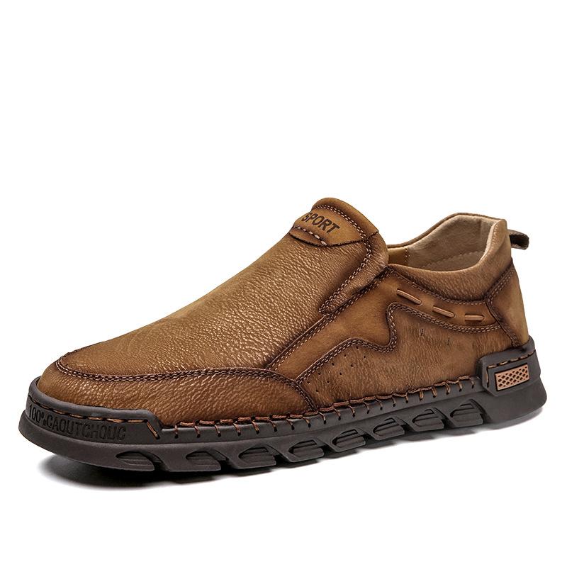 

Весна-лето 2025 новая повседневная мода ретро большой размер мужская обувь закрывающая ногу тренд амортизирующая платформа одинарная кожаная обувь 48 коричневый