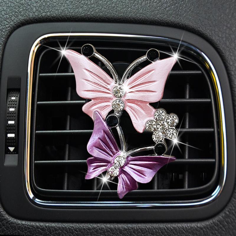 1pc Colorful Butterfly Car Air Freshener Clip, Aroma Vent Clip with Fragrance Source - Balm/Compressed Scent Tablet/Incense Stick