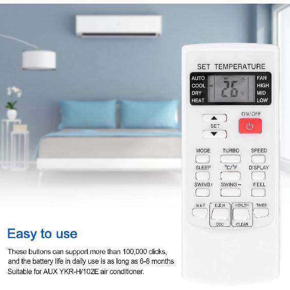 White Air Conditioner Replacement Remote Control,Universal Ac Remote Air Conditioner Remote Mini Split Remote Control for AUX YKR-H/102E