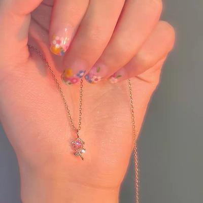 Schattige Roze Zirconia Rozenbloem Hanger Ketting Voor Vrouwen Persoonlijkheid Mode Zomer Accessoires Feest Sieraden Verjaardagscadeaus