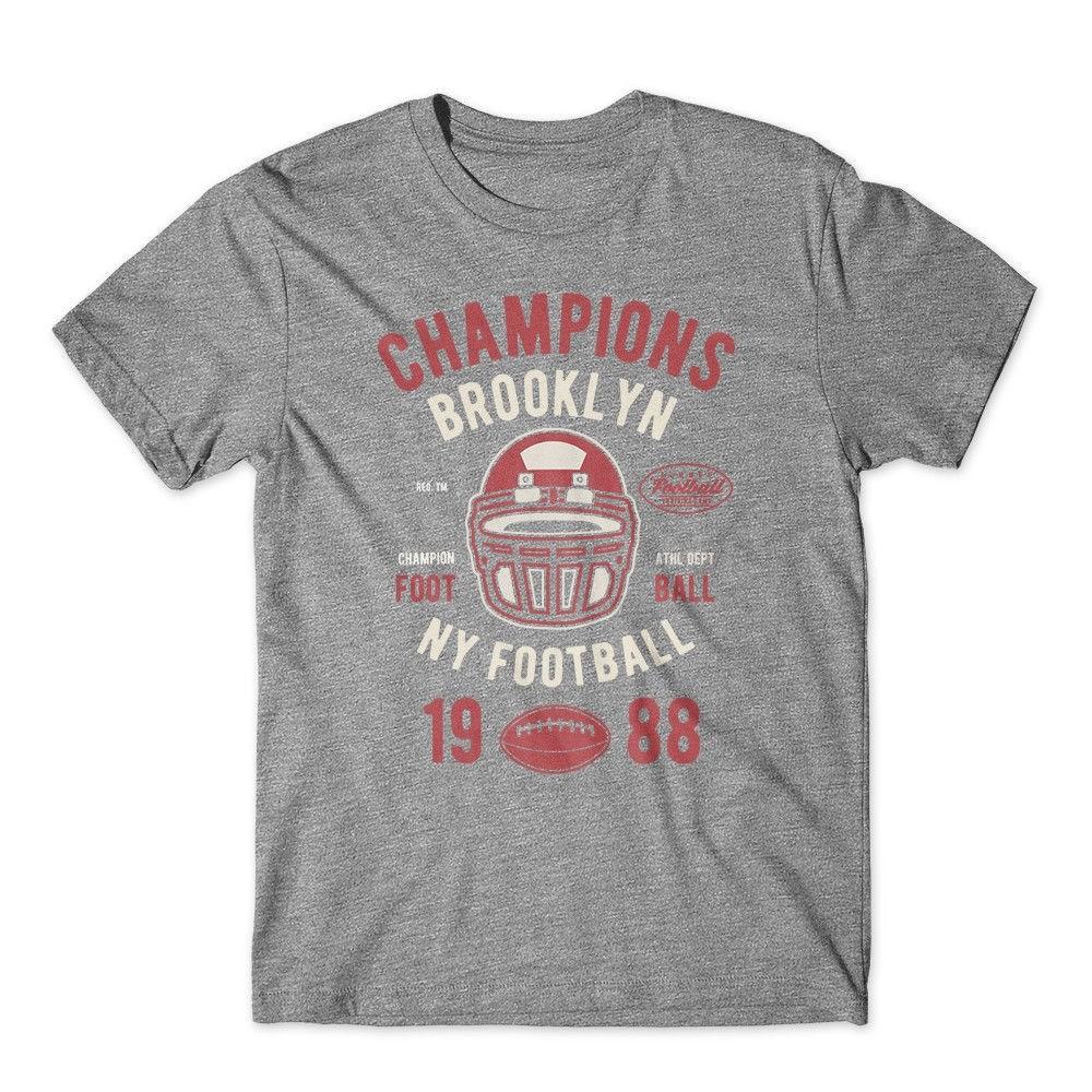 

Champions Brookyn Football T-Shirt. 100% Cotton Premium Tee New L