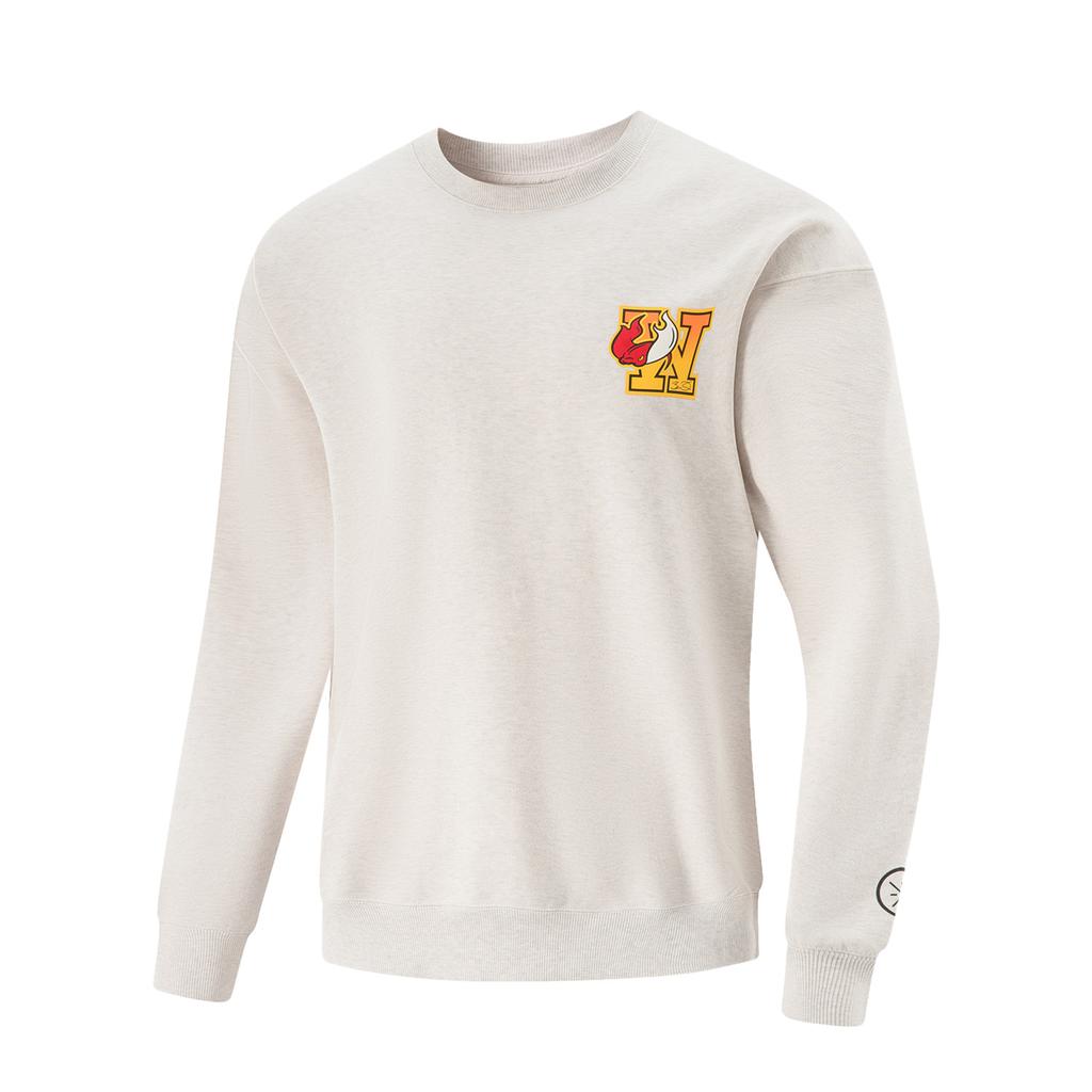 Li Ning Wow Wade Series Devil Fish Fleece Warm Loose Skin-Friendly Soft Comfortable Letter Print Crewneck Sweatshirt Men sweatshirt AWDV889-3