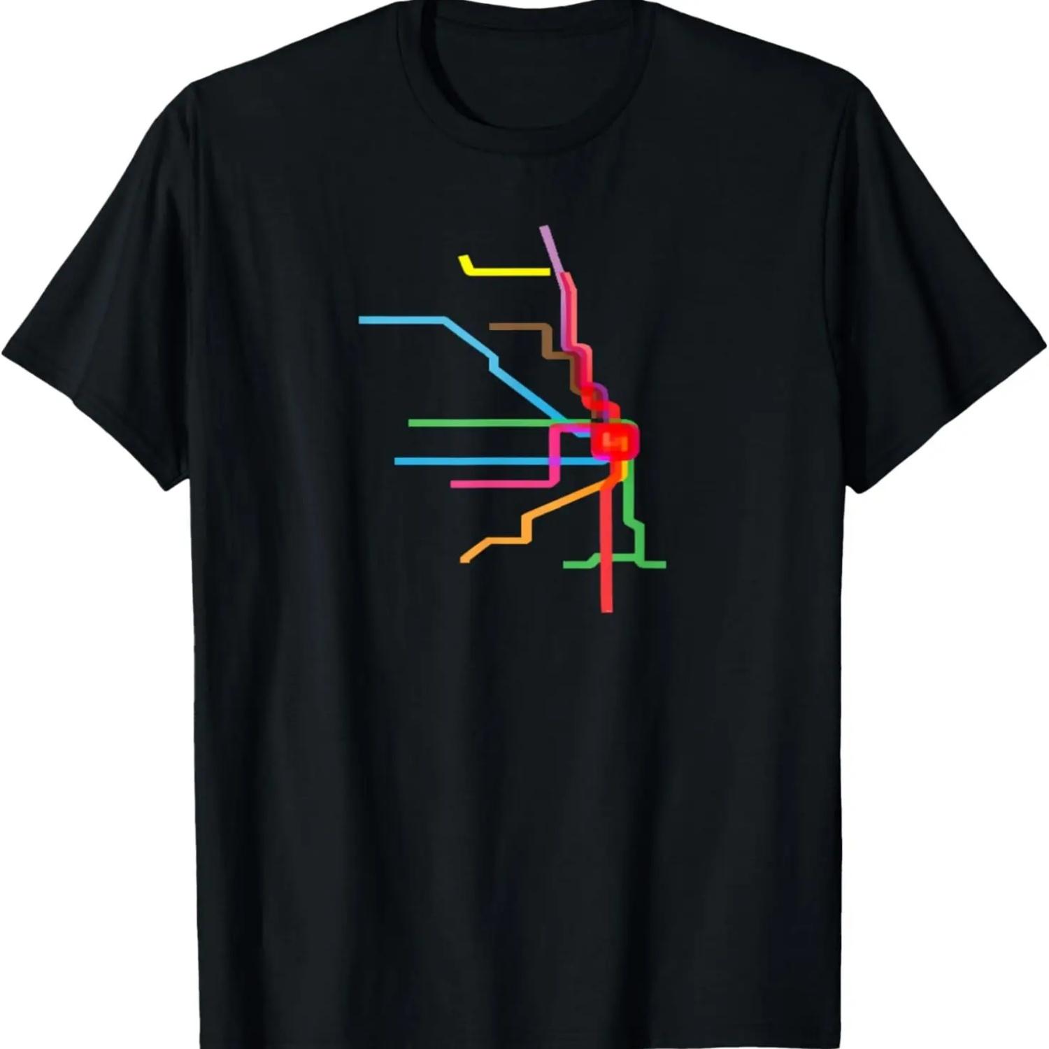Chicago Transit Line Map T-Shirt CTA El Subway Chicagoan T-Shirt S чёрный