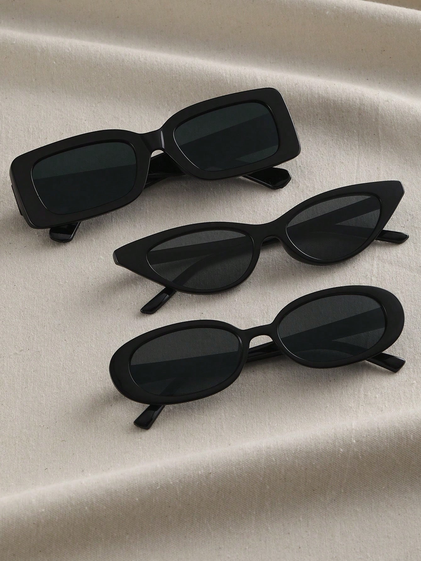 3Pcs Unisex Cat Eyeroundsquare Plastic Spectacle Frame Frame Trendy Sun Glasses Glasses For Outdoor Travel Hiking