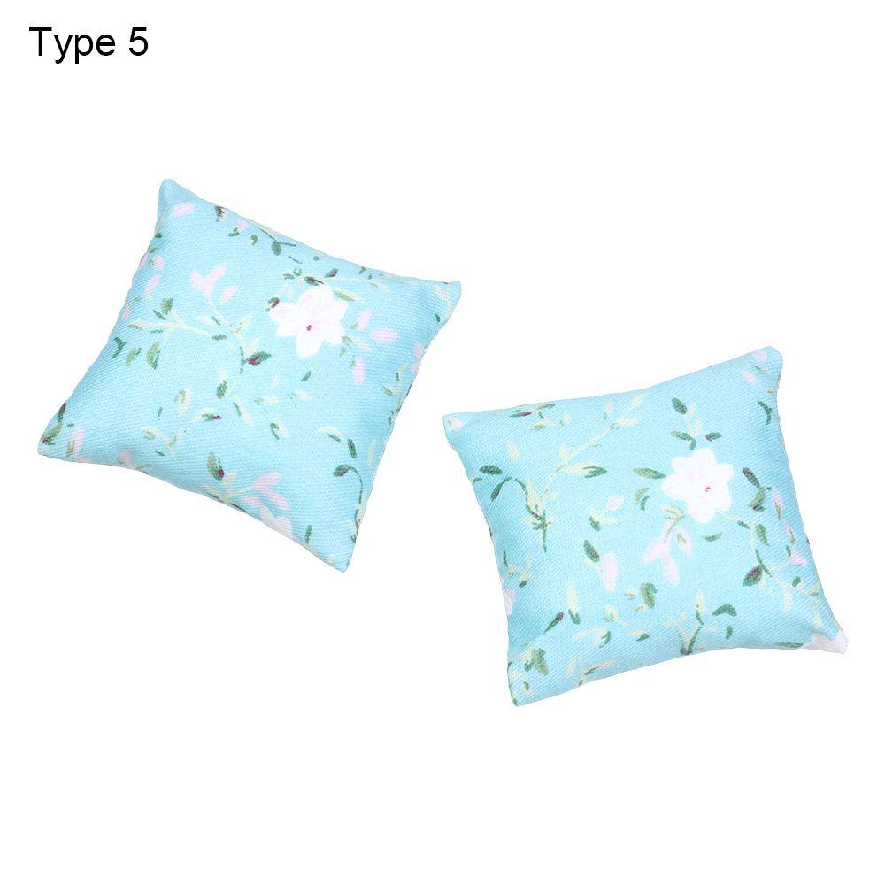 Couch Sofa Toys Furniture Mini Dollhouse Pillows Doll Accessories Floral Printed Miniature Cushions