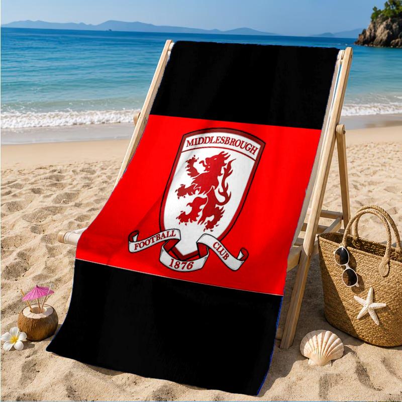 Football Club Emblem Printed Microfiber Beach Towel, Soft And Absorbent, Quick-Dry, Ideal for Summer Travel, Beach Essential, Swimming Pool