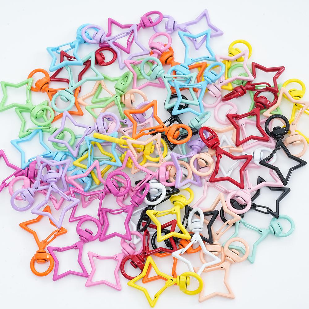 

5pcs Random Colorful Iron Keyrings Keychains Rotating Buckle Star Lobster Clasps Key Ring Key Chains Accessories Jewelry Making