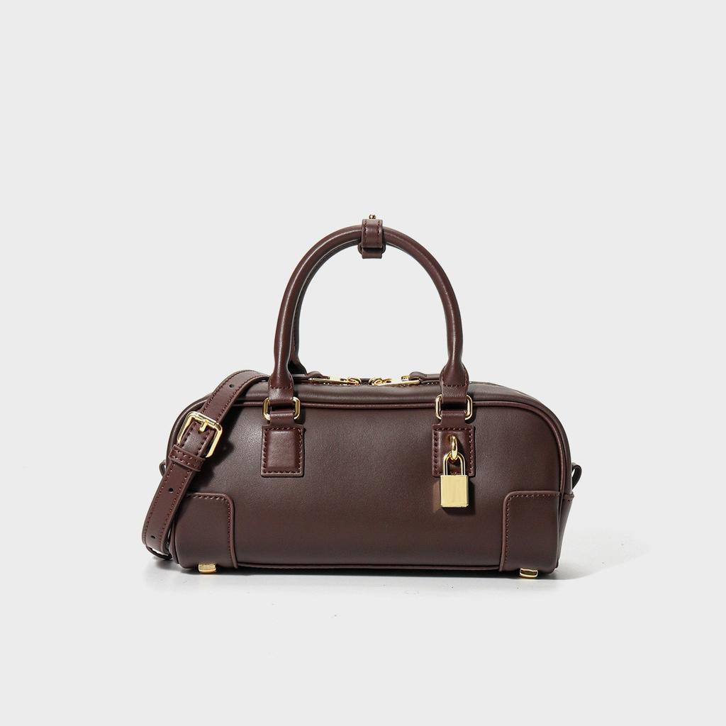 Niche design leather retro underarm bag 2026 new bowling bag Boston underarm bag shoulder bag women's bag