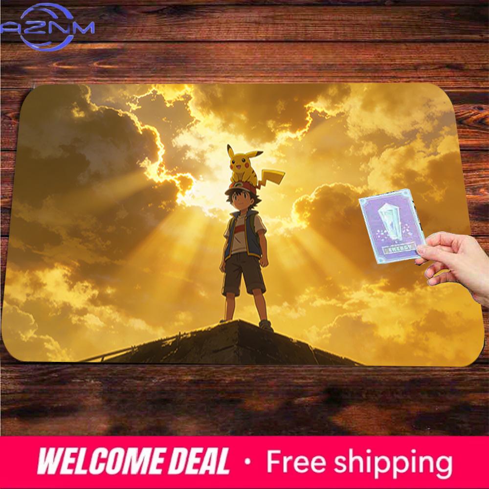 Pokemon Ash Pikachu Sunset Sky Gaming Mouse Pad NonSlip Desk Mat 30x80x0.2cm