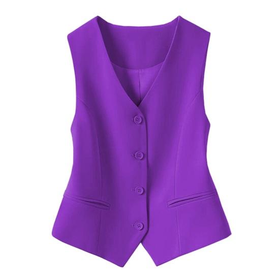 Women's Sleeveless Suit Vest Slim Fit Single Breasted Business Vest V Neck Dressy Waistcoat Open