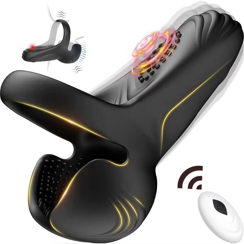 Remote-Controlled Vibrating Cock Ring for Men – Testicle & Perineum Stimulator with Scrotum Massage