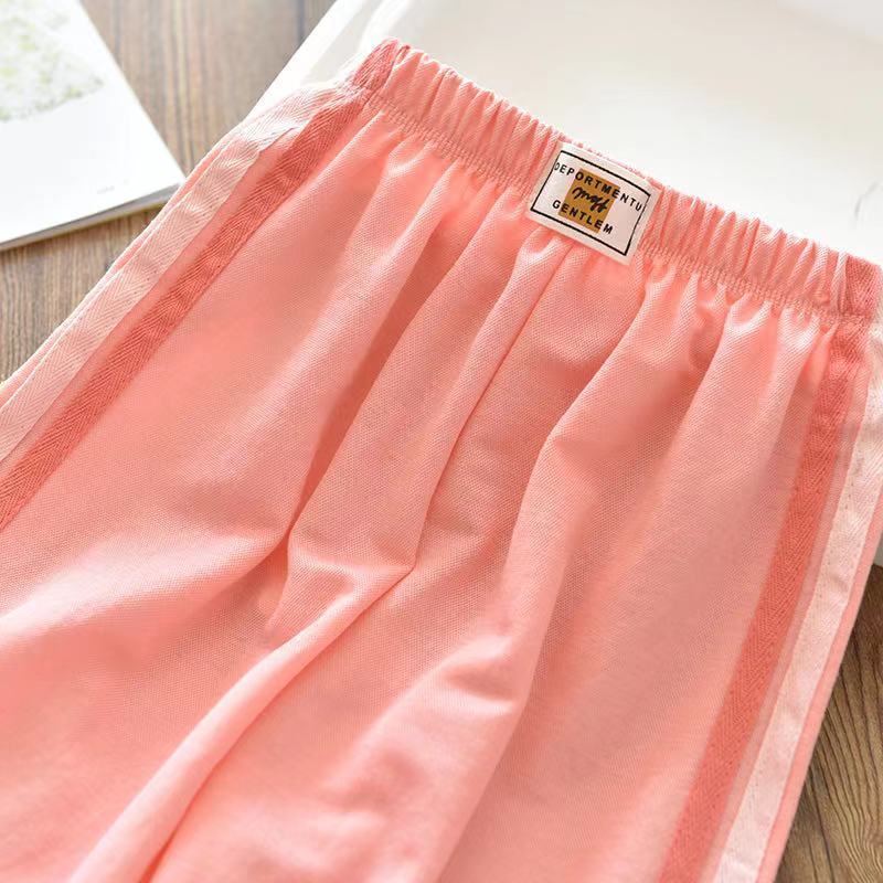 Girls' Ice Silk Cotton Rainbow Striped Casual Mosquito Pants Big Children's Baby Thin Sports Trousers Summer