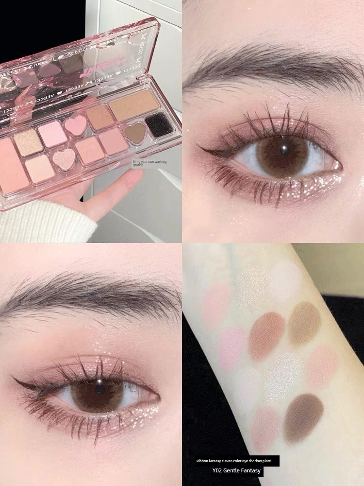 Veecci/Seven-Color Eyeshadow Palette for Light Makeup, Pearlescent Highlighter, Blush, and Contouring - Multi-Use Comprehensive Palette for Beginners