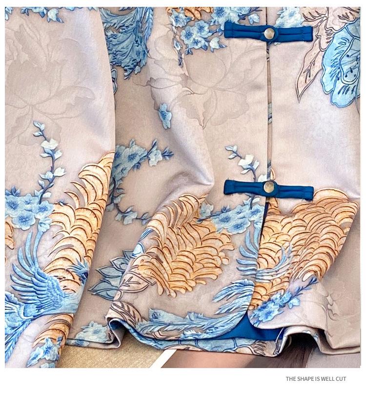 Silk Jacquard Satin Plus Size Oriental Vintage Jacket