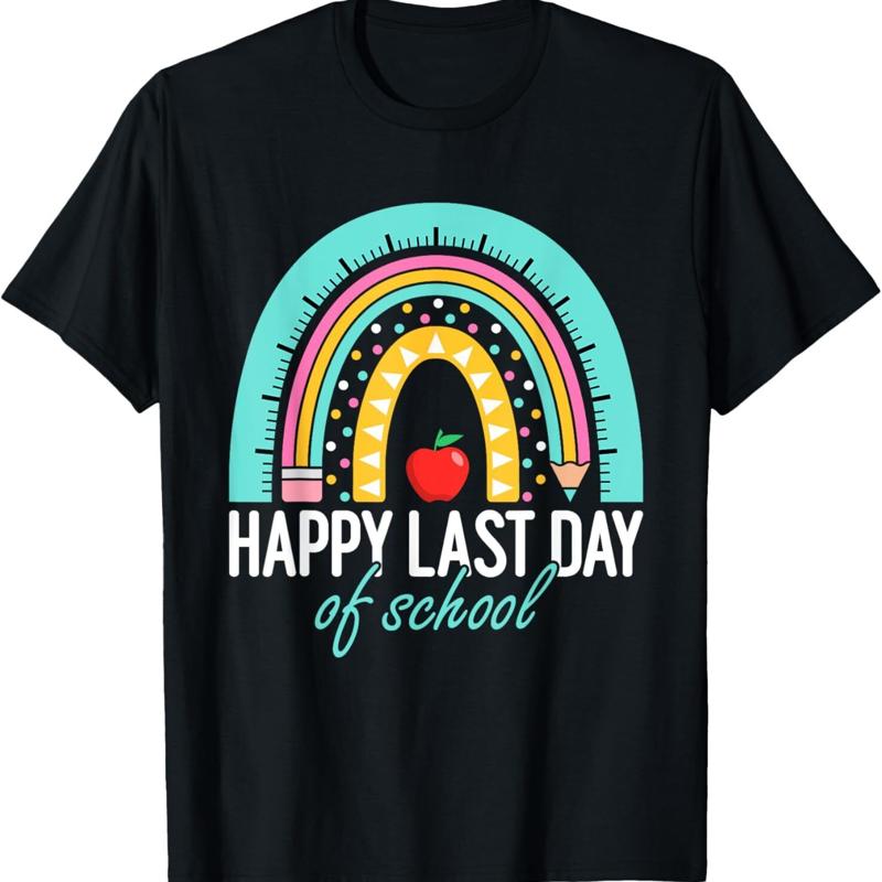 

Happy Last Day Of School Teacher End Year Kids T Shirt - Men s Summer Cotton Graphic Tee S разноцветный