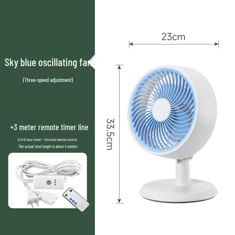 Compact Soundless Electric Desktop Fan with Large Airflow and Oscillating Head