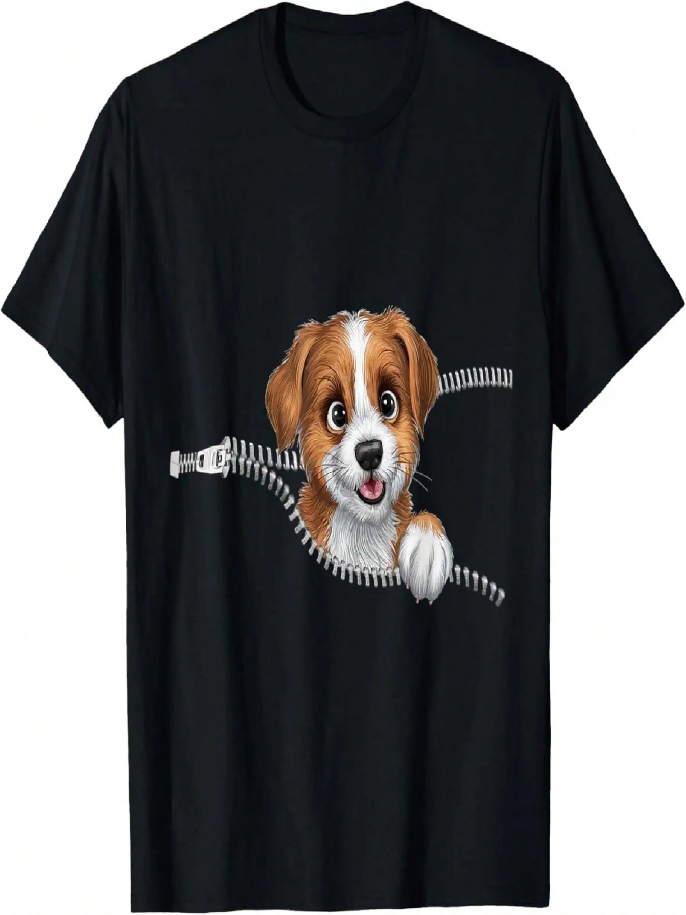 Cute Dog In Pocket Funny Zipper Pocket Graphic Design Puppy T-Shirt S разноцветный