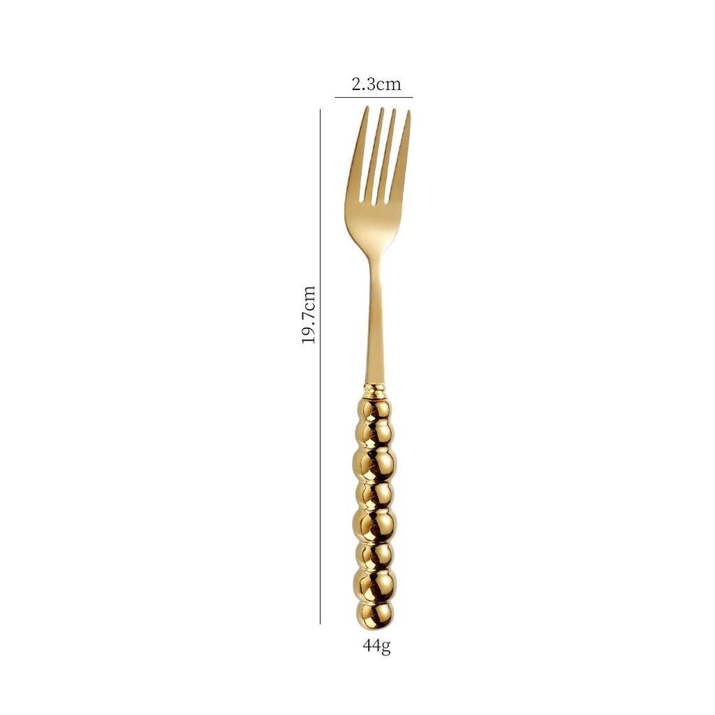 Norse Luxe Ceramic Pearl Cutlery Set: Fork, Knife & Spoon in Elegant Stainless Steel