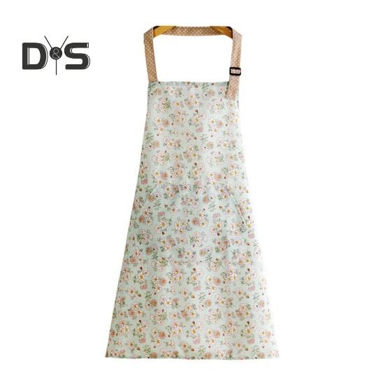 One Size Cooking Apron Large Pocket Durable Women Floral Printed Wipe Hand Kitchen Apron