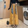 Women's Ethnic Style High-Waist Ice Silk Wide-Leg Cropped Trousers - Summer Slimming Print