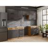 Cuisine complète ROCK 7 éléments - Décor chêne lancelot et gris matera - L260 x P 52 x H82 cm - Plan de travail non inclus