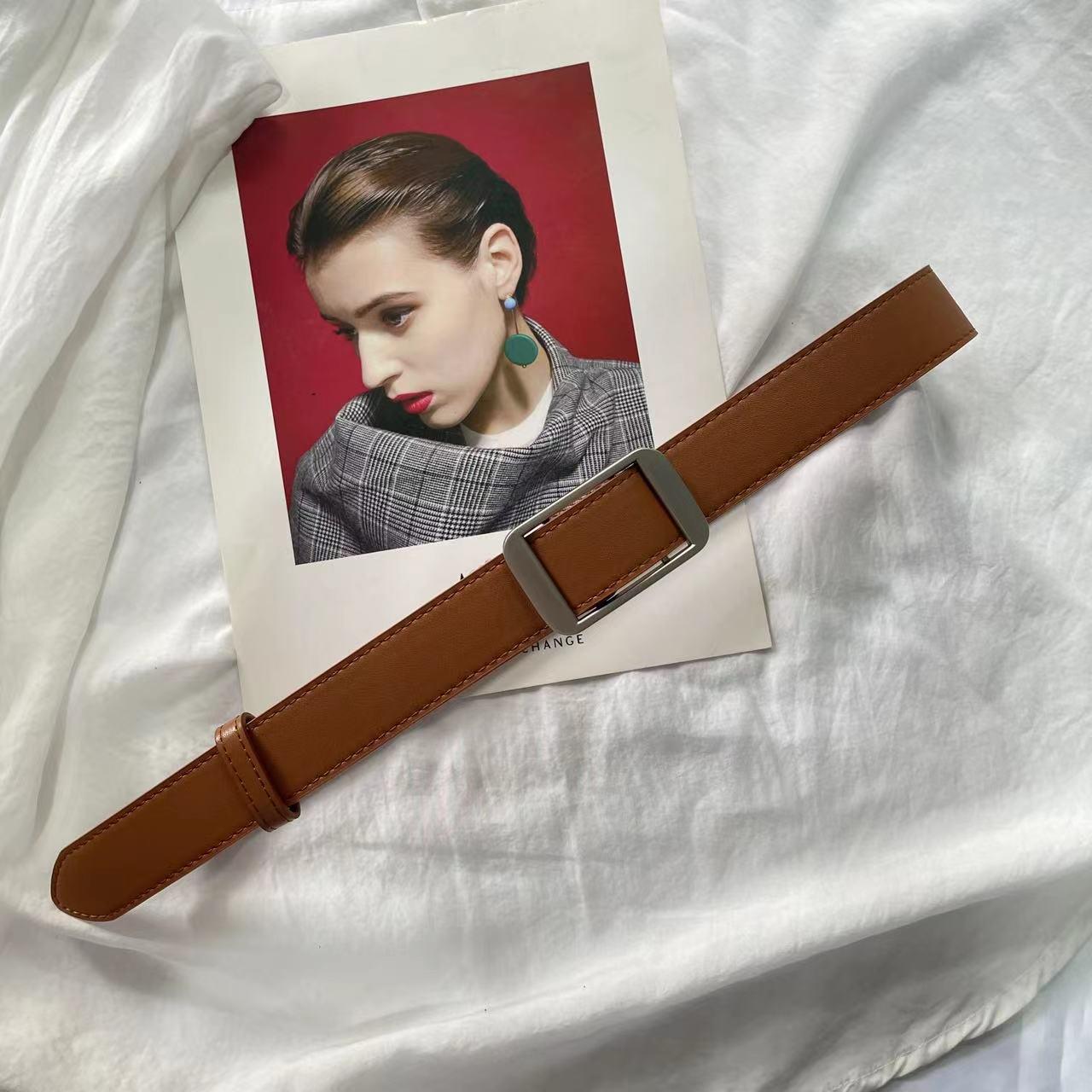 

Унисекс Корейский Кожаный Ремень Без Отверстий с Прямоугольной Пряжкой – Стильный Дизайн без Проколов для Джинсов 103 cm верблюд