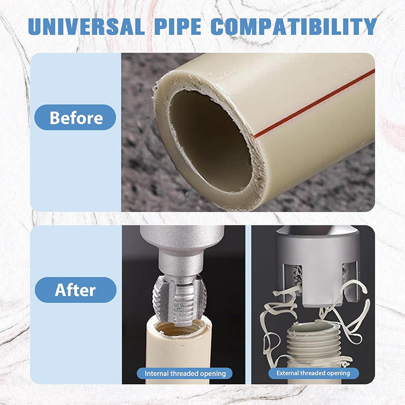 PVC Pipe Threader With 3 Dies 1/2" 3/4" 1" Thread Maker Tool Electric Drill Compatible Kit