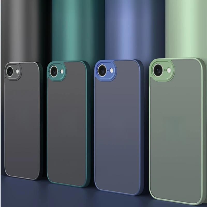 For iPhone 16E Case For Apple SE4 2025 16 E Hard PC Armor Matte Luxury Color Blocking Shockproof Camera Protector Cases Cover