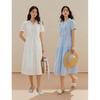 INMAN French Hollow Lace V-Neck Puff Sleeve Dress