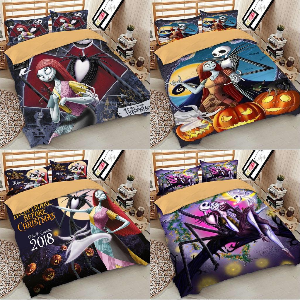 Luxurious Nightmare Before Christmas Duvet Cover With Pillow Cases Bedding Set