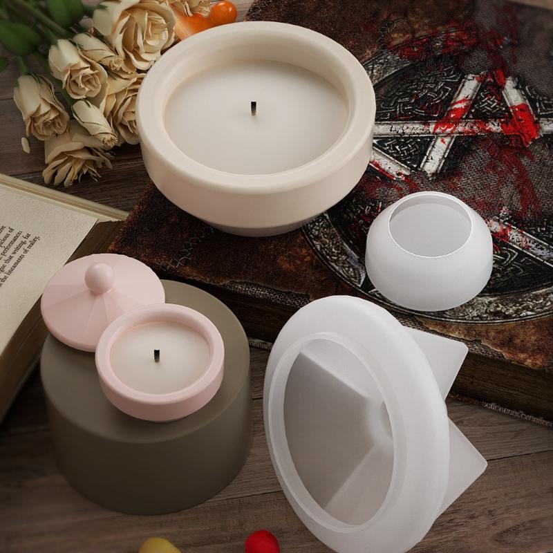 Stampo in Resina Epossidica Stampi Scatola Portagioie a Forma Rotonda Contenitori di Stoccaggio Stampo Materiale Silicone Regalo per Amante dell'Artigianato Fai da Te