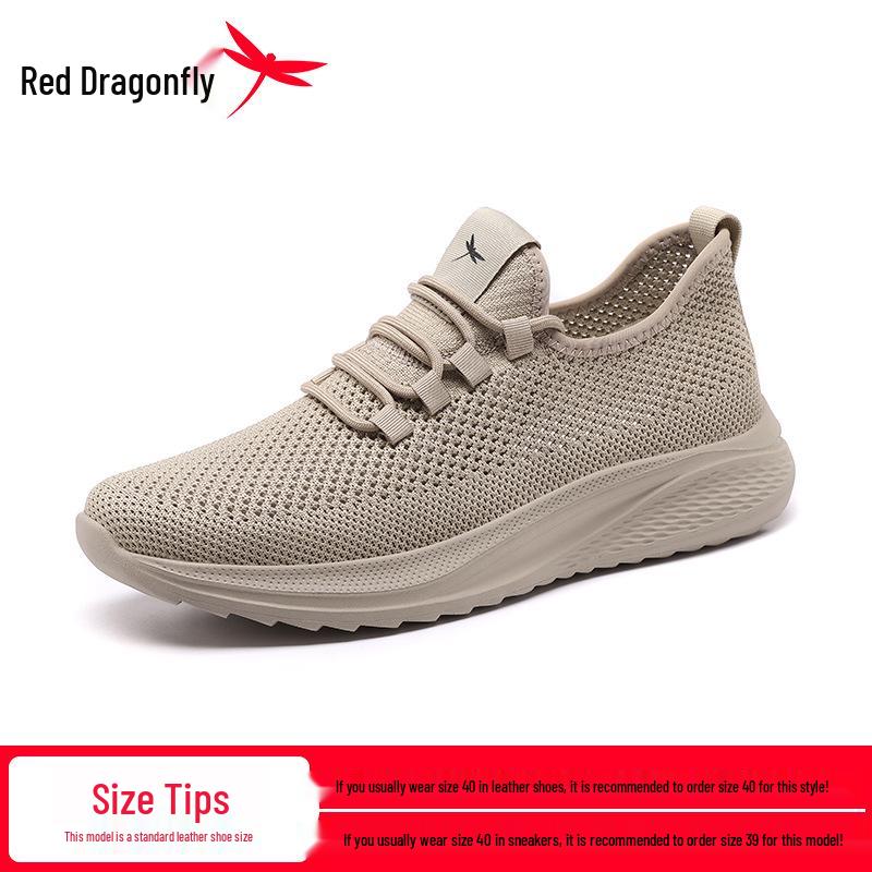 Red Dragonfly Men s Black Mesh Flyknit Soft Sole Summer Sports Shoes - Breathable Travel Sneakers 43