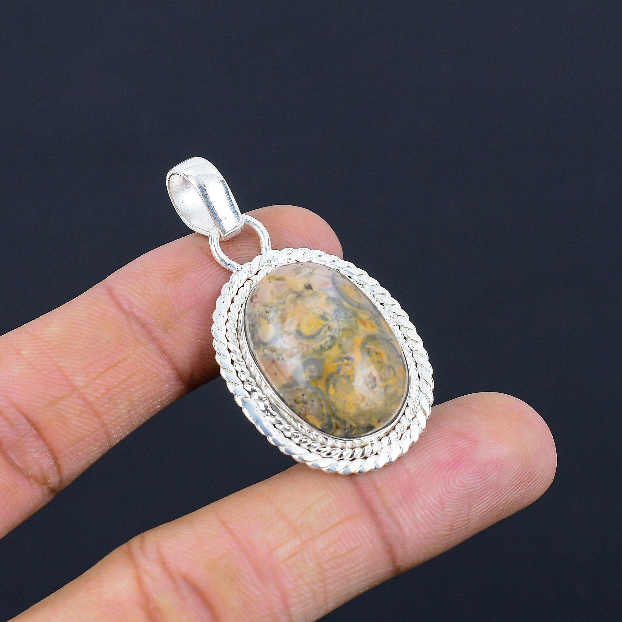 

Halloween Sale Butterfly Jasper Stone 925 Silver Bezel Sister Pendant Jewelry
