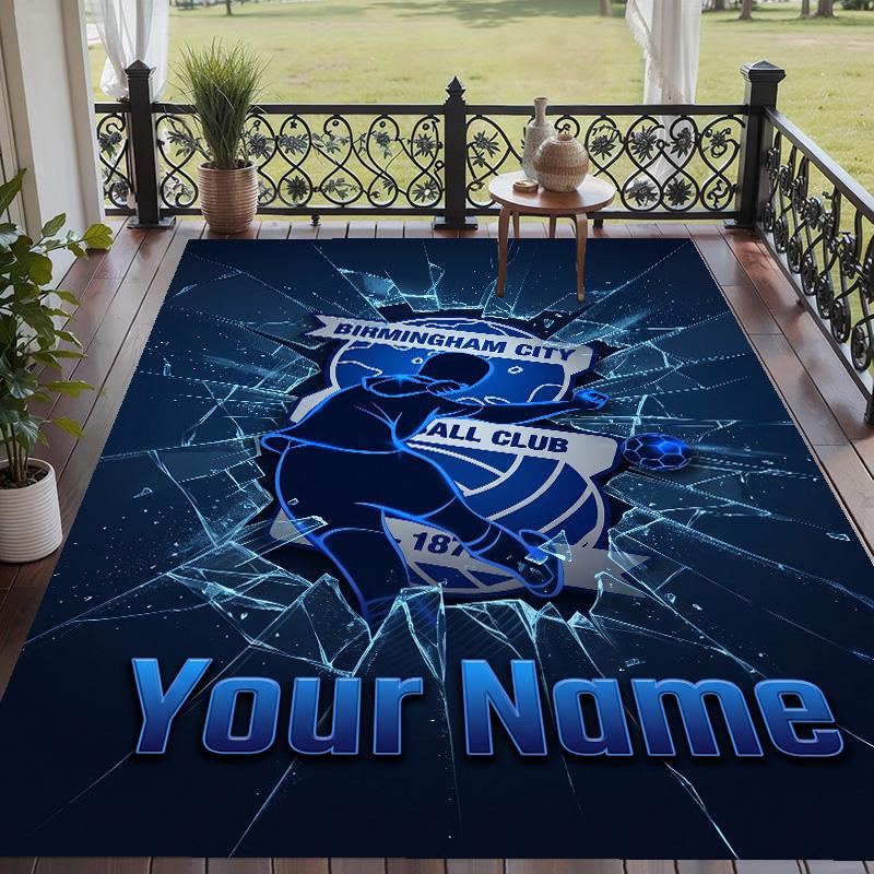Custom Text Printed Rug BIRMINGHAM CITY Football Non Slip Floor Carpet For Home Room Decor