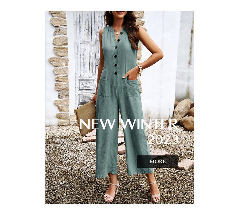 Di Yun Women's Elegant Solid Color Button Jumpsuit - Spring/Summer 2024 Collection