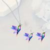 1 Set of Elegant and Stylish Acrylic Colorful Honey-sucking Bird Necklace Earrings Set with Multi-color Wing Design, Suitable Fo