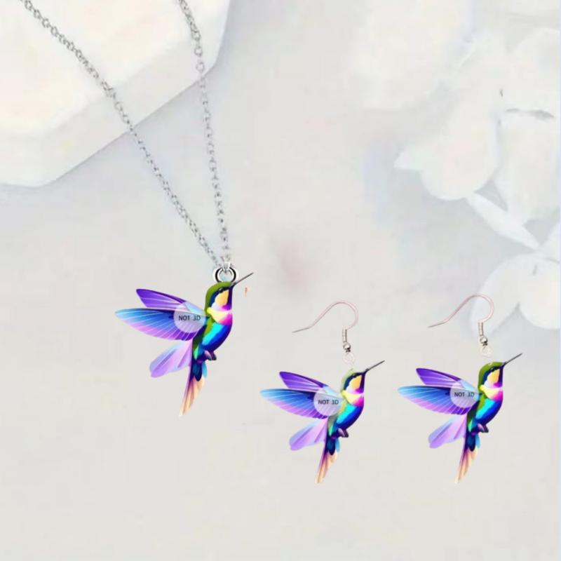 

1 набор элегантных и стильных акриловых разноцветных колибри-нектарниц, серьги-подвески с разноцветным дизайном крыльев, подходящие для темно-зеленого