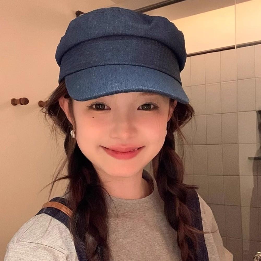 Vintage Denim Berets Flat Peaked Hats Fashion Octagonal Cap  Girls