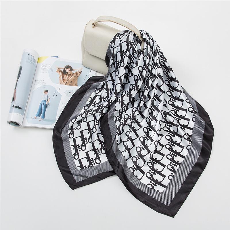 Luxury Satin Feel Silk Scarf: 90 Square Versatile Shawl with Sunscreen Protection