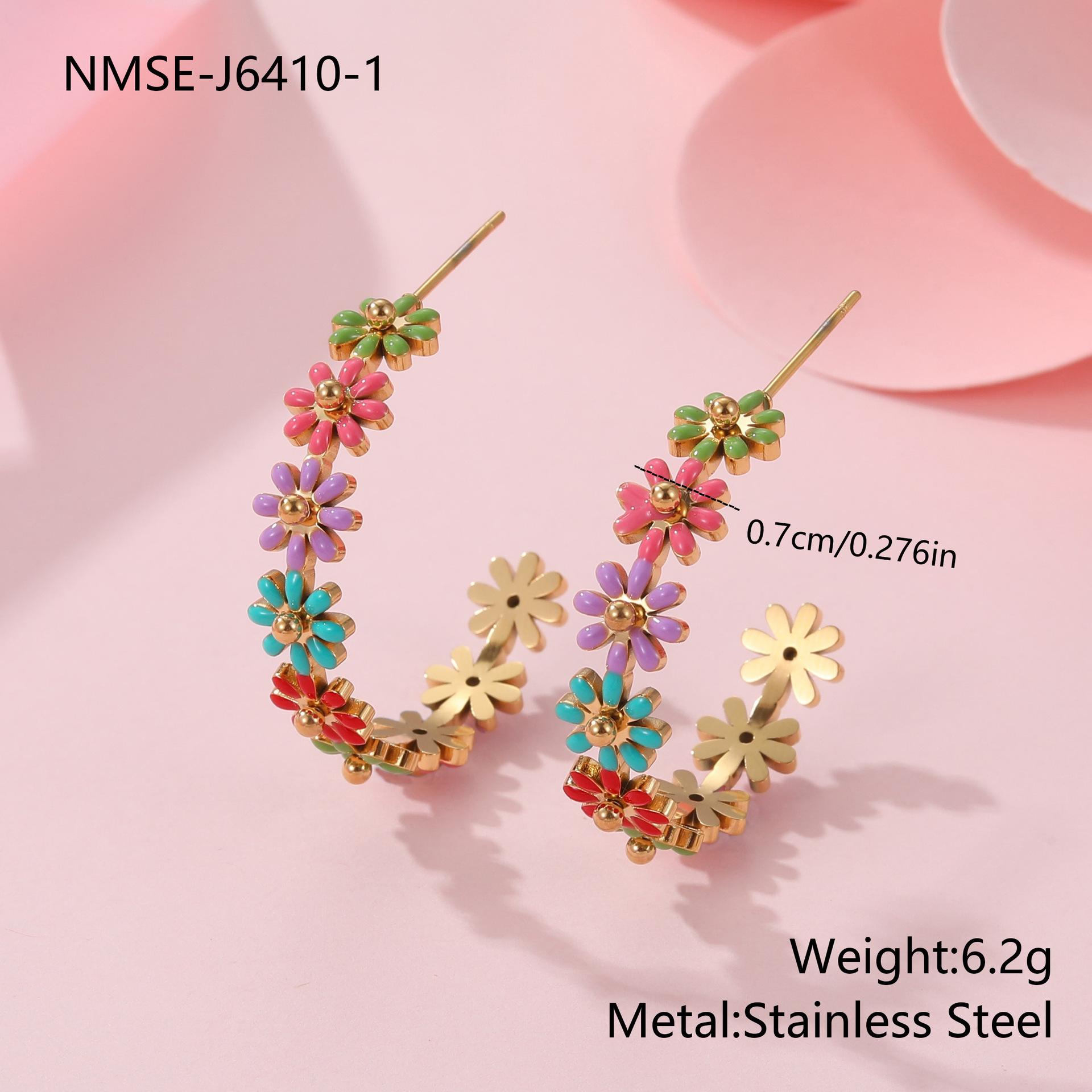 GEMCHIC Women s Colorful Enamel Daisy Flower Hoop Earrings 18K Gold Plated Stainless Steel Cute Floral Jewelry