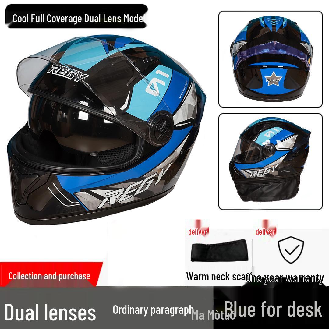 

Unisex Windproof Double-Lens Full-Face Motorcycle & Electric Scooter Helmet, All-Season Safety Gear