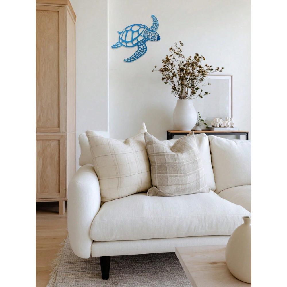 Metal Sea Turtle Wall Decor - Coastal Nautical Hollow Art for Living Room, Bedroom, Bathroom, Boho Hanging Ornament, Housewarming Gift, Holiday Decor
