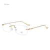 Photochromic Anti-blue Glasses Frameless Temperament Flat Lens Burst Glasses Women Men Fashion Eyewear Eyeglasses Óculos