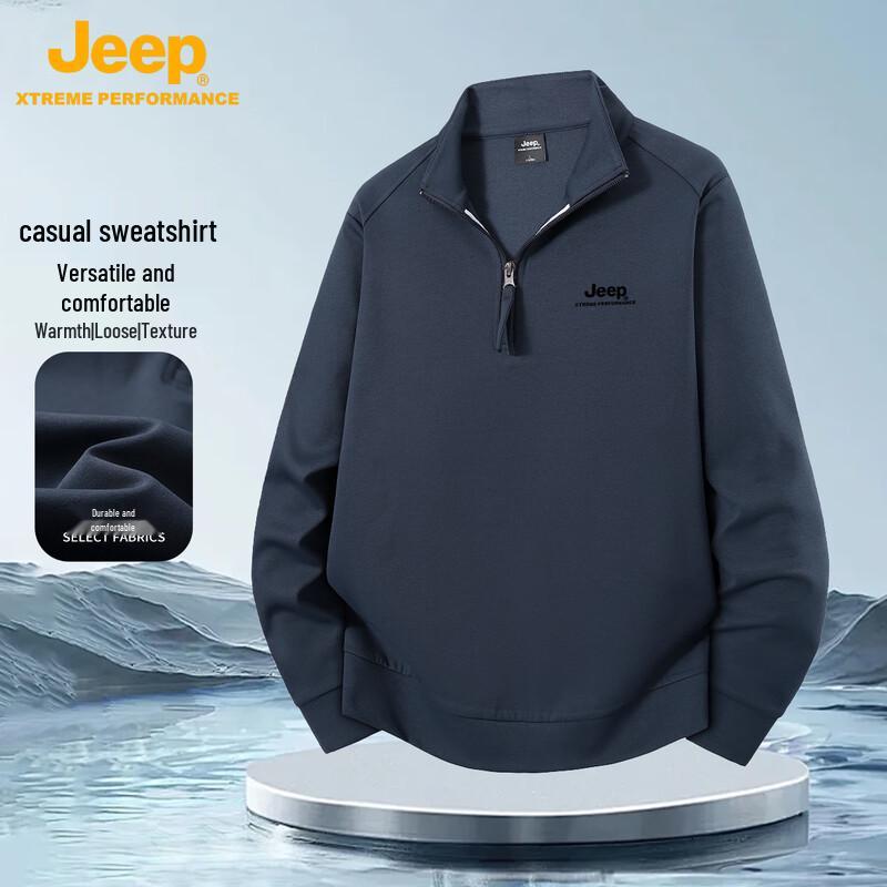 JEEP Men's Outdoor Half-Zip Stand Collar Sweatshirt