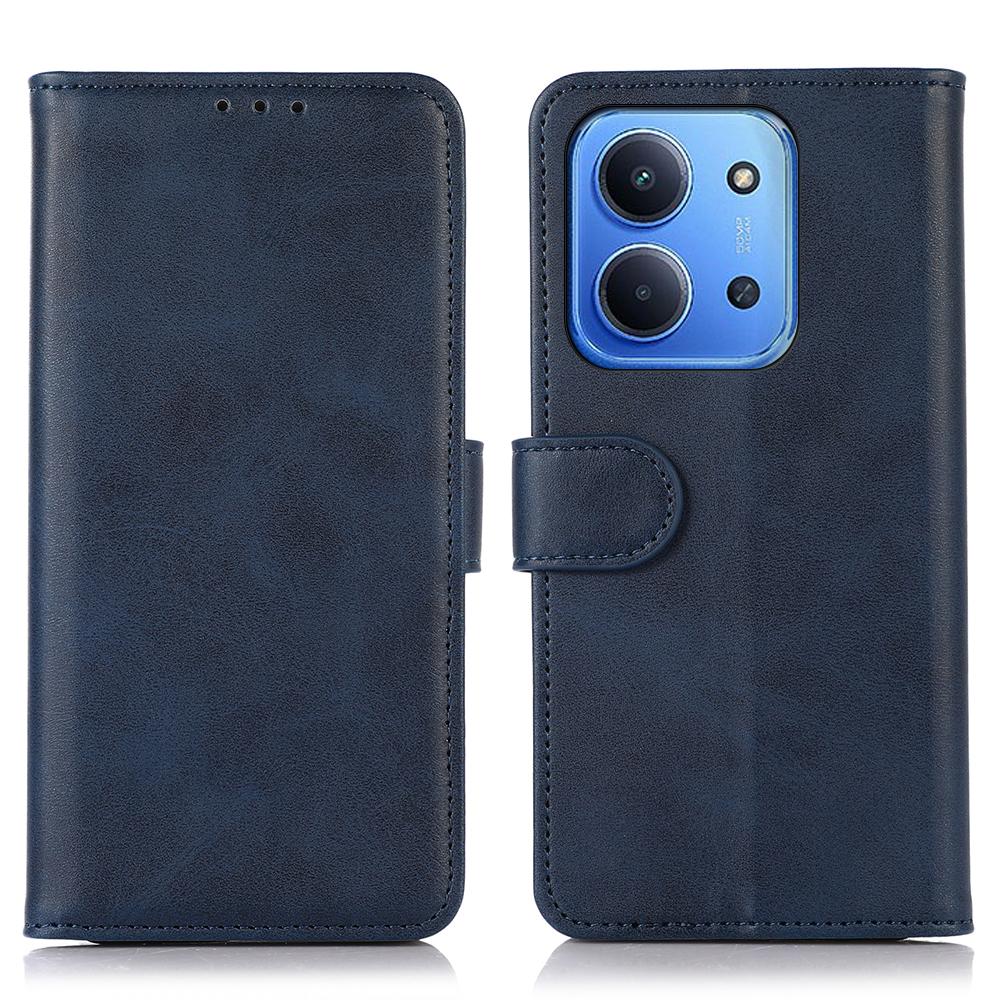 

For Xiaomi Redmi 15C 4G (EU) (173mm) Case Cowhide Texture Leather Wallet Phone Cover with Stand Blue