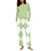 Women's Casual Printed Pajama Set with Round Neck and Loose Fit for Sleep and Lounging