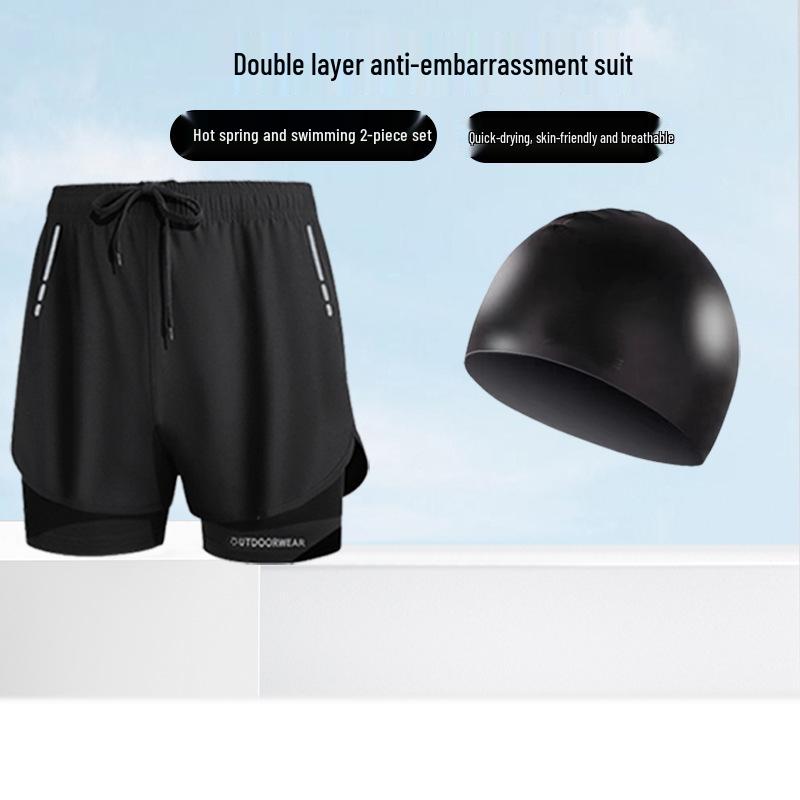 Herren Badehosen Set: Inklusive Schwimmbrille und Badekappe - Anti-Peinlichkeits-Bademode und Schwimmausrüstung