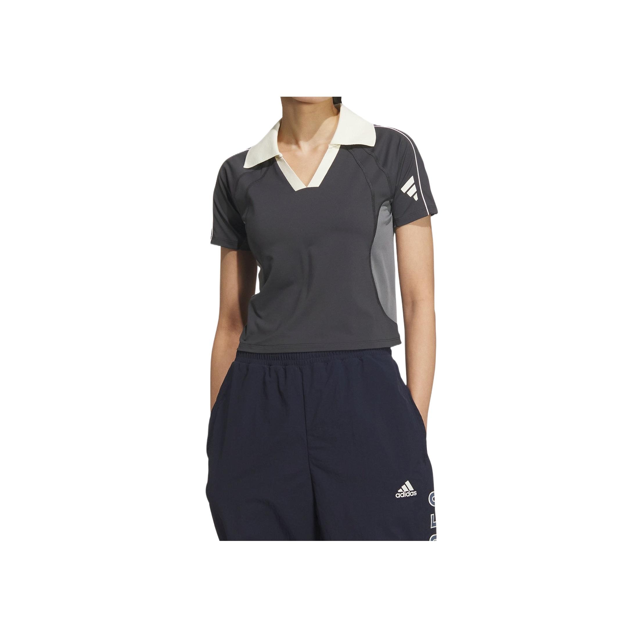 

Adidas Поло с коротким рукавом в стиле будущего, удобные, модные, авангардные, женские топы, цвет карбон-черный JN3513 XL